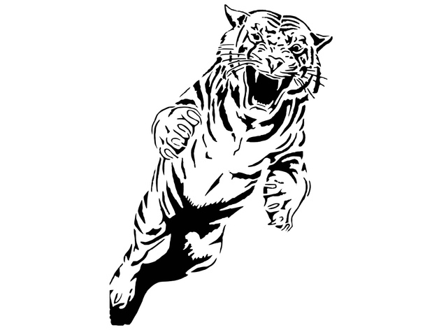 tiger stencil 3 longquang 3D print model - Mito3D