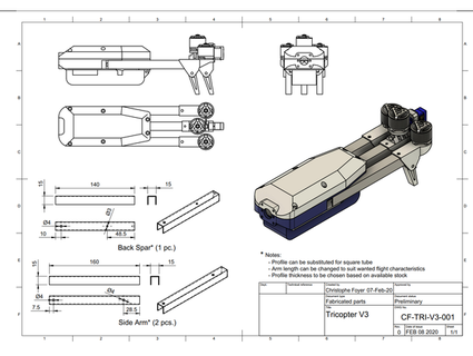 folding tricopter v3 christophefoyer 3d print model - Mito3D