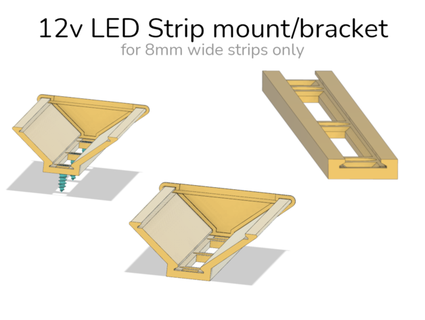 led strip holder bar mount 8mm wide strips itcarl  3d print model - Mito3D