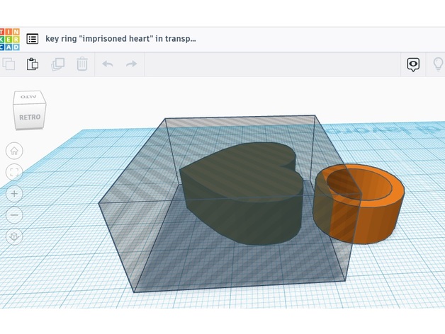 anahtar yüzük hapsedilmiş kalp şeffaf pla Portachiavi cuore içinde görüyorum 3D print model - Mito3D