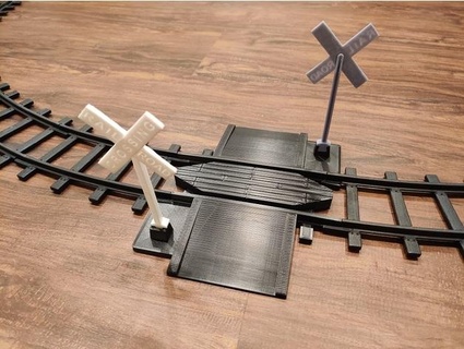 railroad crossing train track compatible w lionel ready-to-play sets malamaker 3d print model - Mito3D