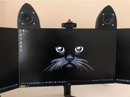 monitor montado gato oído Altavoces jackle1127 3d print model - Mito3D