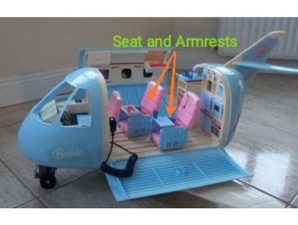 barbie jumbo jet seat armrest compatible clejuhorn 3d print model - Mito3D