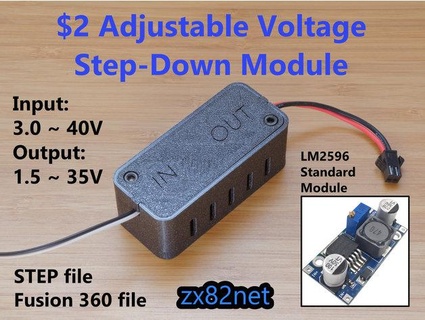 ayarlanabilir Voltaj adım Kutu çıktı 15 35v lm2596 zx82net 3d print model - Mito3D