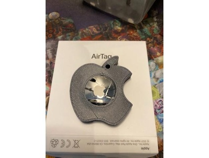 apple shaped airtag holder snap-fit key ring hole furiku 3d print model - Mito3D