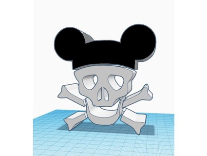 desktop object pirate mickey skull rkxone 3d print model - Mito3D