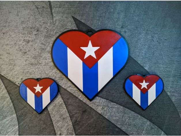 heart shaped cubano bandeira z3r0 1989 3D print model - Mito3D