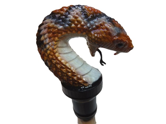 serpent sonnette topper 7 canne marchant randonnée bâtons toakamate 3D print model - Mito3D