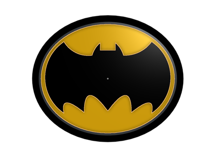 batman oscuro Caballero devoluciones amarillo oval inspirado cofre emblema delgado 3d print model - Mito3D