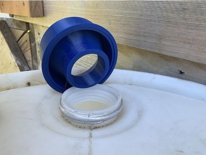 4 pollici fogna tubo contrafforte spina adattatore pioggia barile mmasson 3d print model - Mito3D