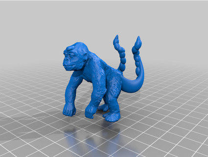 3 eyed 2 tailed space monkey stargrave monster shengrylla obsidian prime 3d print model - Mito3D