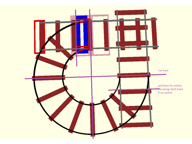 Spielzeuge Jungs Zug Eisenbahn Spur Kurve switch openscad csv stollen 3D print model - Mito3D