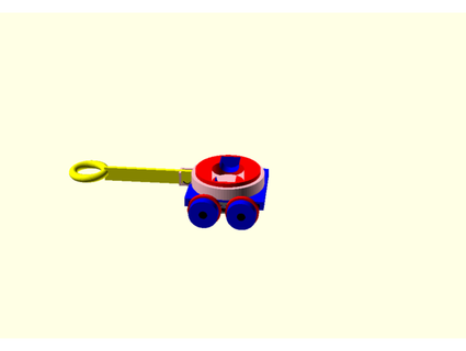 juguetes Niños entrenar carro giratorio 4x wheel openscad CSV robado 3d print model - Mito3D