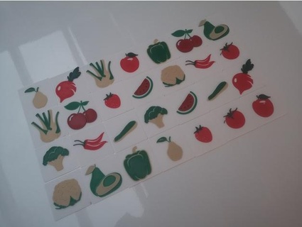 Früchte Gemüse Erinnerung Spiel jeu Moire kantig dasmich 3d print model - Mito3D