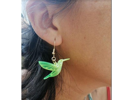 hummingbird earrings lasercut dinalab 3d print model - Mito3D
