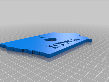 Etat Iowa cœur visions éditées 3d print model - Mito3D