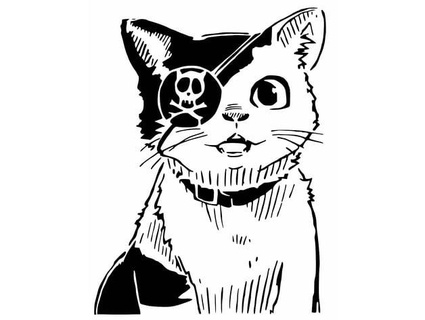 pirata gatto stencil longquan 3d print model - Mito3D