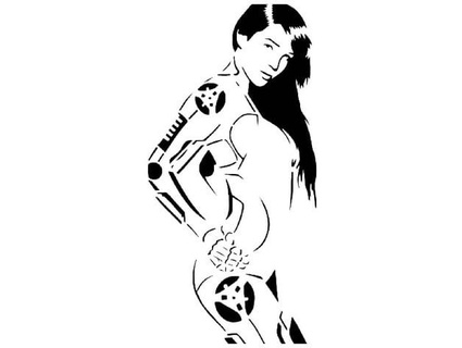 cyborg ragazza stencil longquan 3d print model - Mito3D