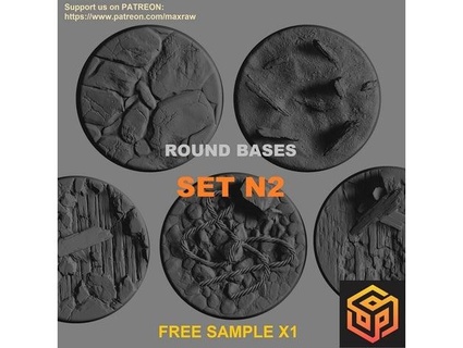 round bases - set n2 free sample maxraw 3d print model - Mito3D