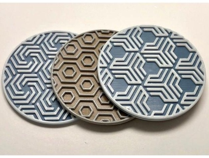 hex pattern coasters drip ring joshcarter 3d print model - Mito3D