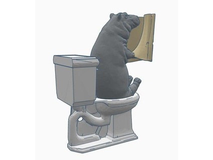 hipopótamo lendo jornal banheiro mirras 3d print model - Mito3D