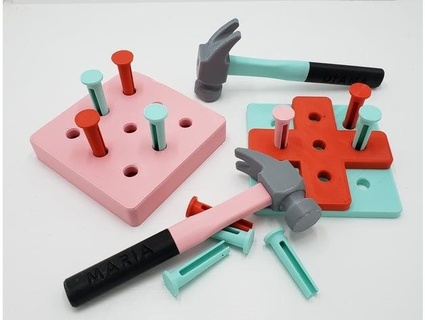 toddler toy hammer nail set mr-b-3d 3d print model - Mito3D