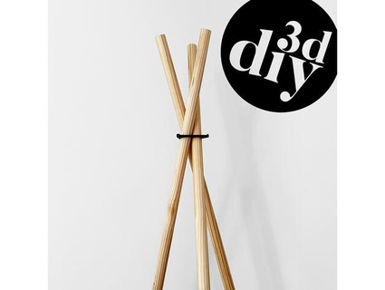 simple teepee coat rack wood dowels 3ddiy 3d print model - Mito3D