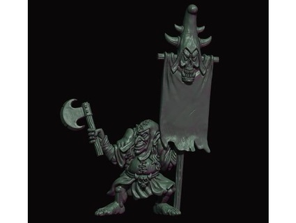eastern goblin banner bearer fabelzel 3d print model - Mito3D