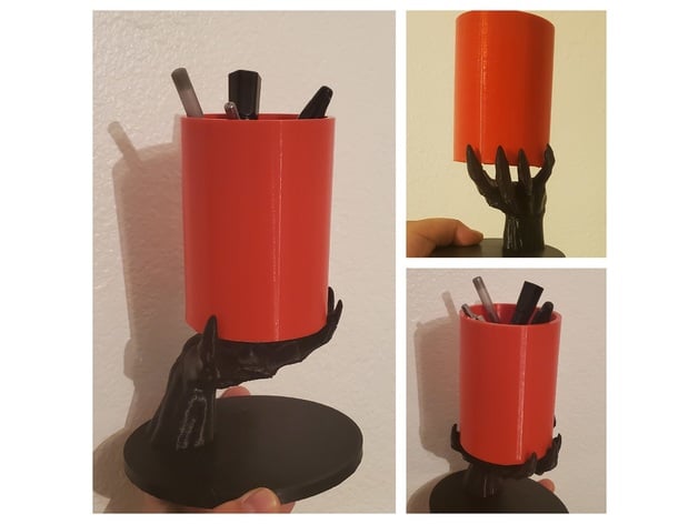 kratzte Dämon Hand Bleistift Halter Unterstützung theviraldiy 3D print model - Mito3D