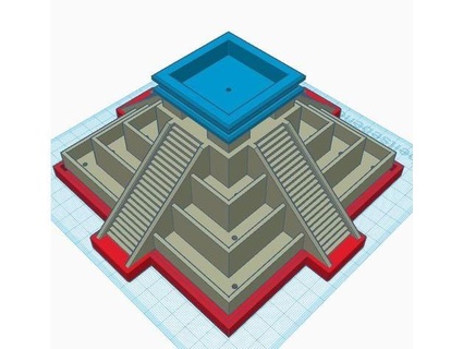 aztec temple plant pot drainage purrfectcaticorn 3d print model - Mito3D