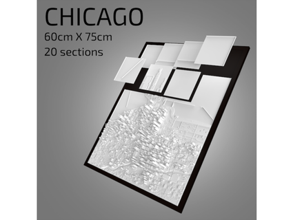3d model file stl chicago framed wall art souvenir city map 3d printing art lvca  3d print model - Mito3D