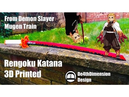 Rengoku katana demônio assassino Mugen trem d4thdimension 3d print model - Mito3D