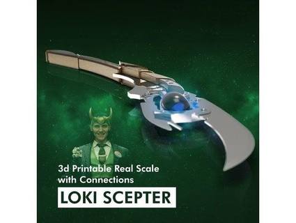 Loki sceptre réel échelle séparé Composants assembler rapz 3d print model - Mito3D