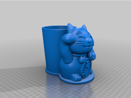 pere's neko lucky cat cup pereferrer 3d print model - Mito3D