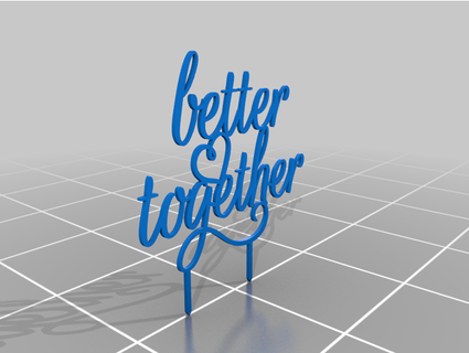 cake topper better together paninithecat 3d print model - Mito3D