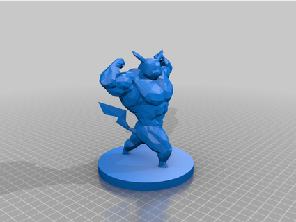 faible poly swole Pikachu cooperatbotdotcom 3d print model - Mito3D