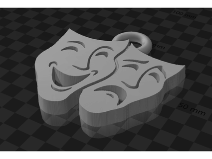 commedia tragedia maschere patate fritte gallina 3d print model - Mito3D