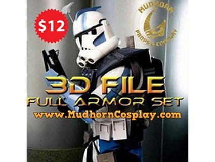 star wars cosplay - arc trooper phase 2 armor + blaster mudhorn props 3d print model - Mito3D