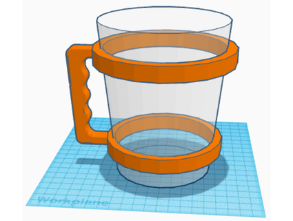 çeyrek konteyner Kupa Kulp destek tenyalar 3d print model - Mito3D