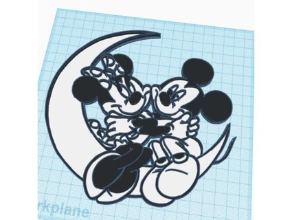 pared Arte Mickey minnie Luna abrazo rkxone 3d print model - Mito3D