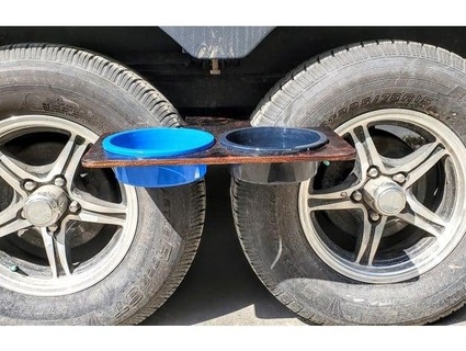 customizable water dish holder - travel trailers rvs single dual mredmon 3d print model - Mito3D
