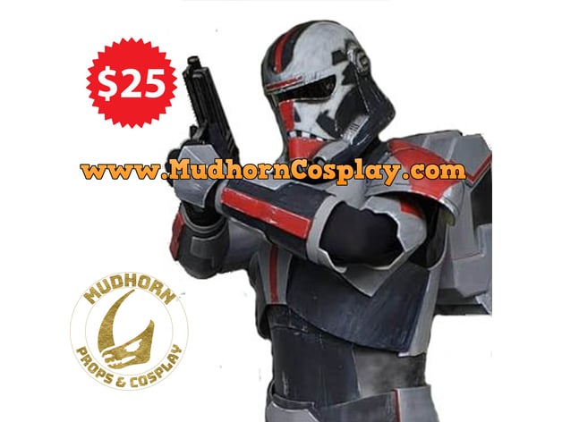 étoile guerres cosplay mauvais lot chasseur armure + blaster 3dfilesforu 3D print model - Mito3D