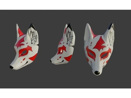kitsune Volpe maschera fanatico 3d print model - Mito3D