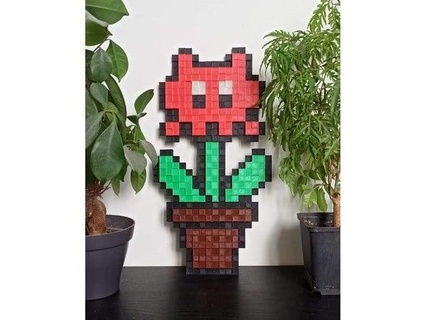 space invaders pixel flower chavant fou 3d 3d print model - Mito3D