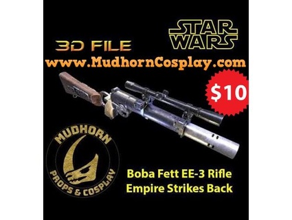 boba fett empire strikes back ee-3 blaster - star wars mudhorn cosplay props 3d print model - Mito3D