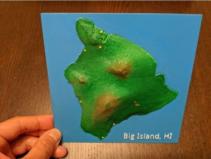 grande isola Hawaii 3d topo sollievo carta geografica jettabebetta 3d print model - Mito3D