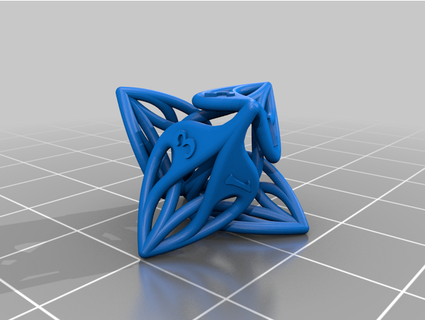 curlicue 8-sided gaming dice hyperspacedesign 3d print model - Mito3D