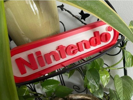 Nintendo logotipo estante peça ponta sombra 3d print model - Mito3D