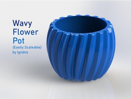 wavy flower pot design easily scaleable lgndns 3d print model - Mito3D