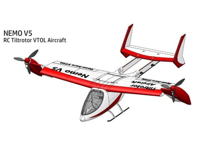 tiltrotor rc aeronave vtol nemo v5 steevie2376 3d print model - Mito3D